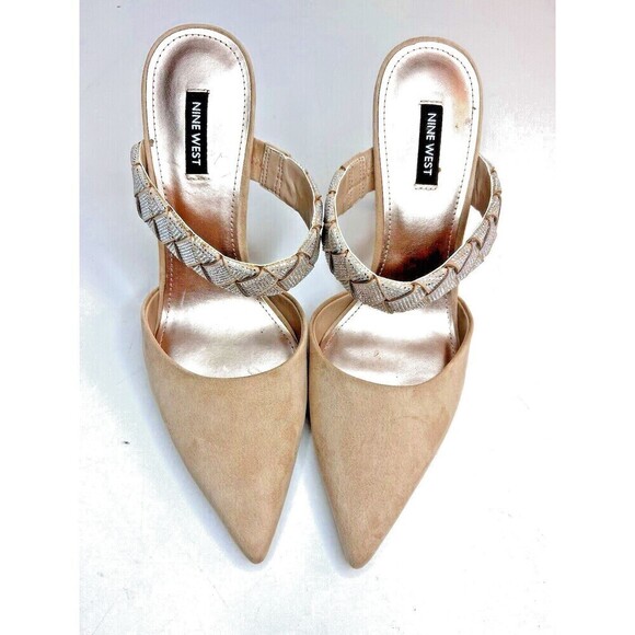 Nine West luxury fresah Shoes West Greet Womens Rhinestone High Heels cream 10M - Picture 7 of 8